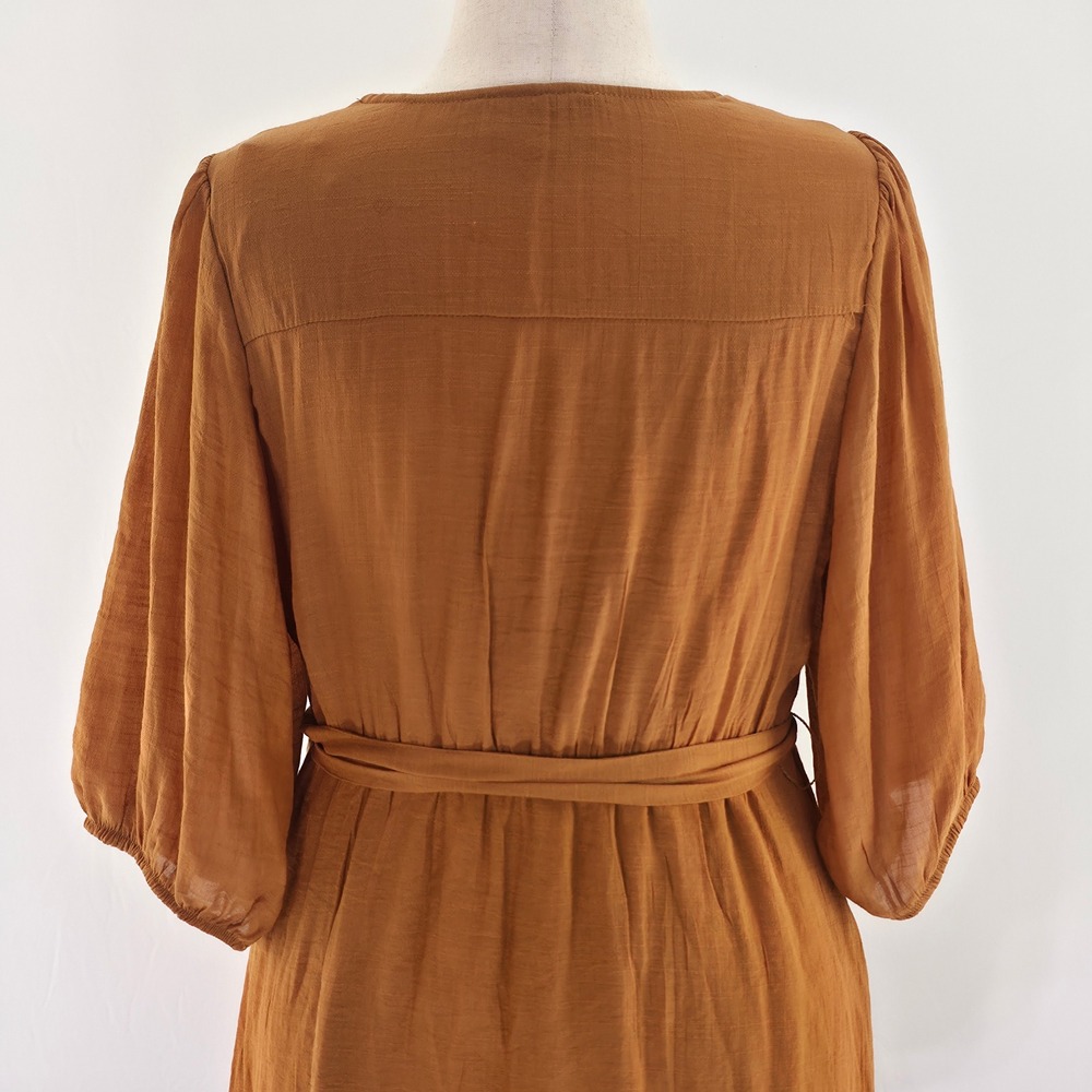 Rebellion‎ Again Mini Dress Womens 1X Brown Rust Cottagecore Tiered Prairie Plus - Picture 12 of 14